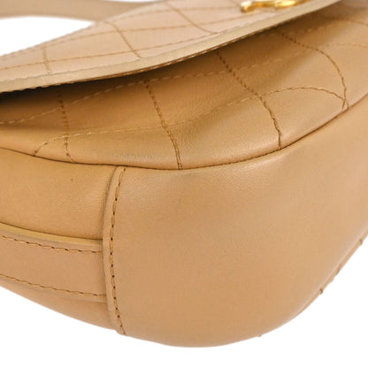 Chanel Beige Calfskin Saddle Double Flap Messenger Shoulder Bag