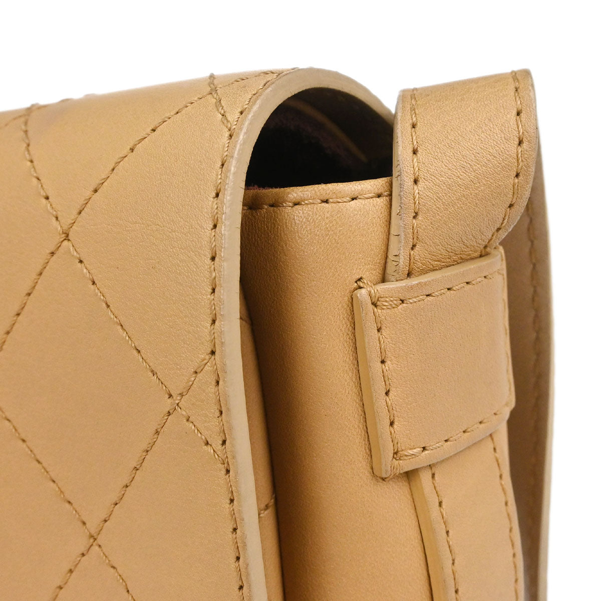 Chanel Beige Calfskin Saddle Double Flap Messenger Shoulder Bag