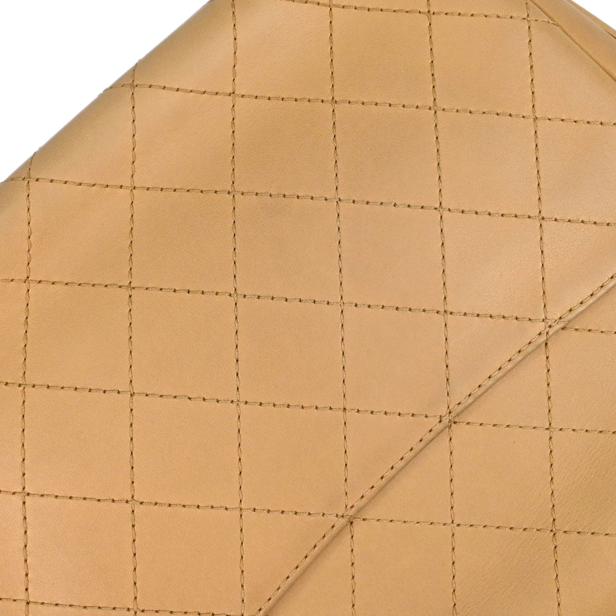 Chanel Beige Calfskin Saddle Double Flap Messenger Shoulder Bag