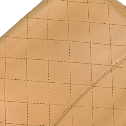 Chanel Beige Calfskin Saddle Double Flap Messenger Shoulder Bag