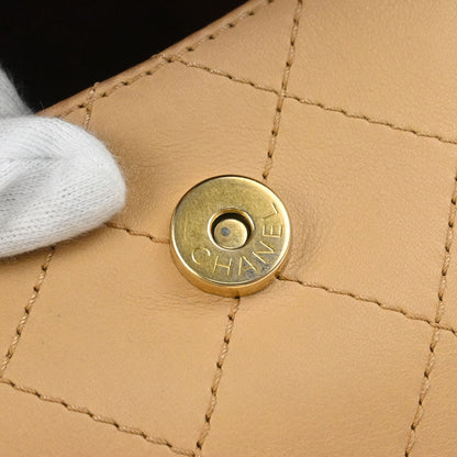 Chanel Beige Calfskin Saddle Double Flap Messenger Shoulder Bag