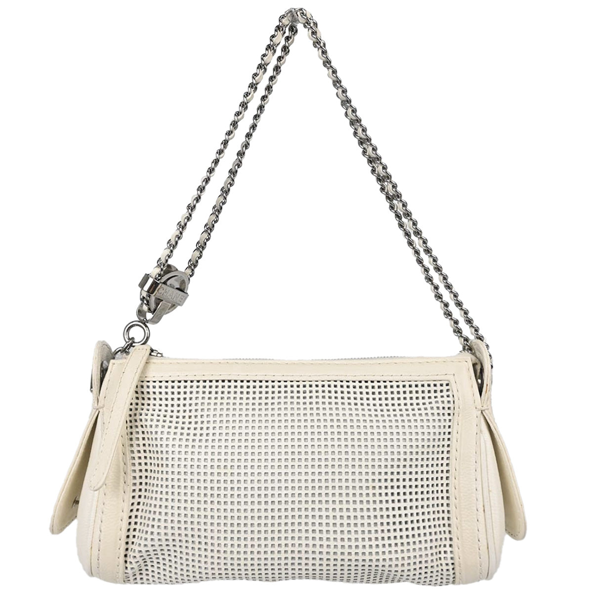 Chanel White Perforated Caviar Skin Pulley Shoulder Bag