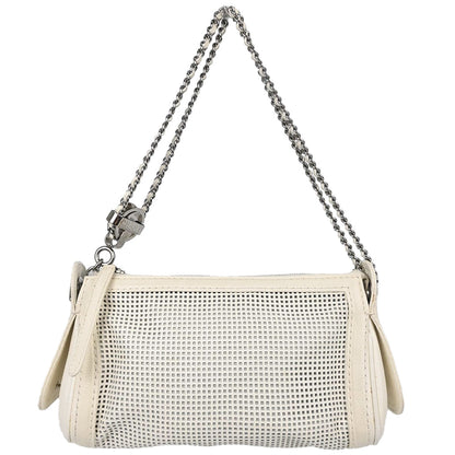 Chanel White Perforated Caviar Skin Pulley Shoulder Bag