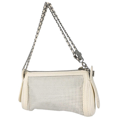 Chanel White Perforated Caviar Skin Pulley Shoulder Bag