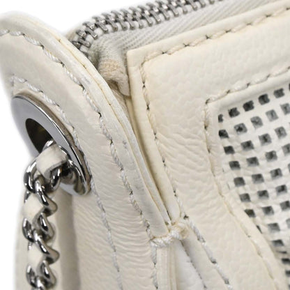 Chanel White Perforated Caviar Skin Pulley Shoulder Bag