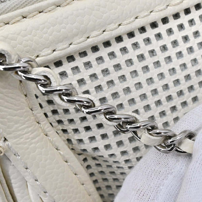 Chanel White Perforated Caviar Skin Pulley Shoulder Bag