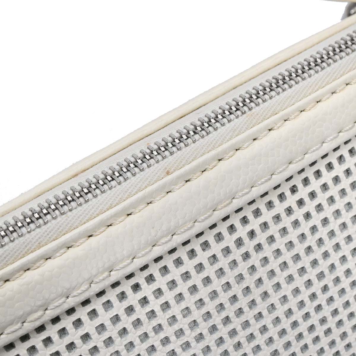 Chanel White Perforated Caviar Skin Pulley Shoulder Bag