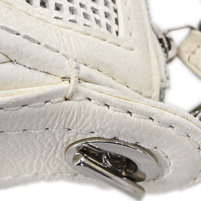 Chanel White Perforated Caviar Skin Pulley Shoulder Bag