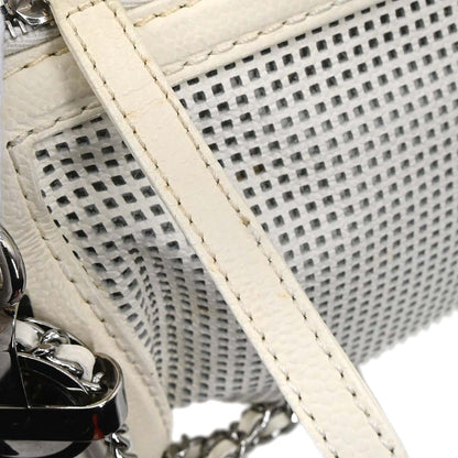 Chanel White Perforated Caviar Skin Pulley Shoulder Bag