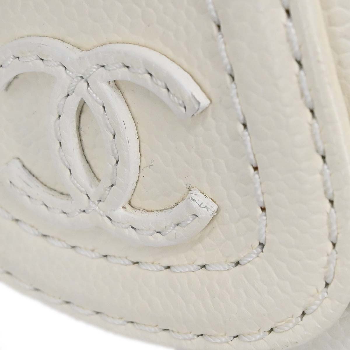 Chanel White Perforated Caviar Skin Pulley Shoulder Bag