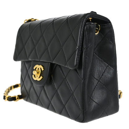 Chanel Black Lambskin Mini Classic Square Flap Shoulder Bag 17