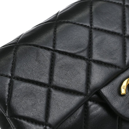 Chanel Black Lambskin Mini Classic Square Flap Shoulder Bag 17