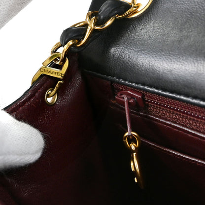 Chanel Black Lambskin Mini Classic Square Flap Shoulder Bag 17