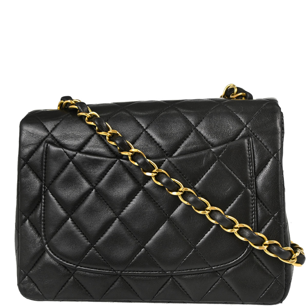 Chanel Black Lambskin Mini Classic Square Flap Shoulder Bag 17