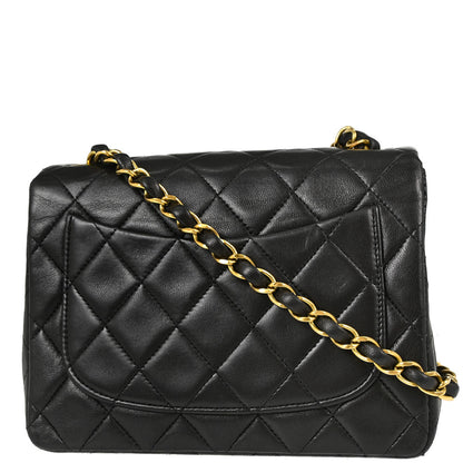 Chanel Black Lambskin Mini Classic Square Flap Shoulder Bag 17