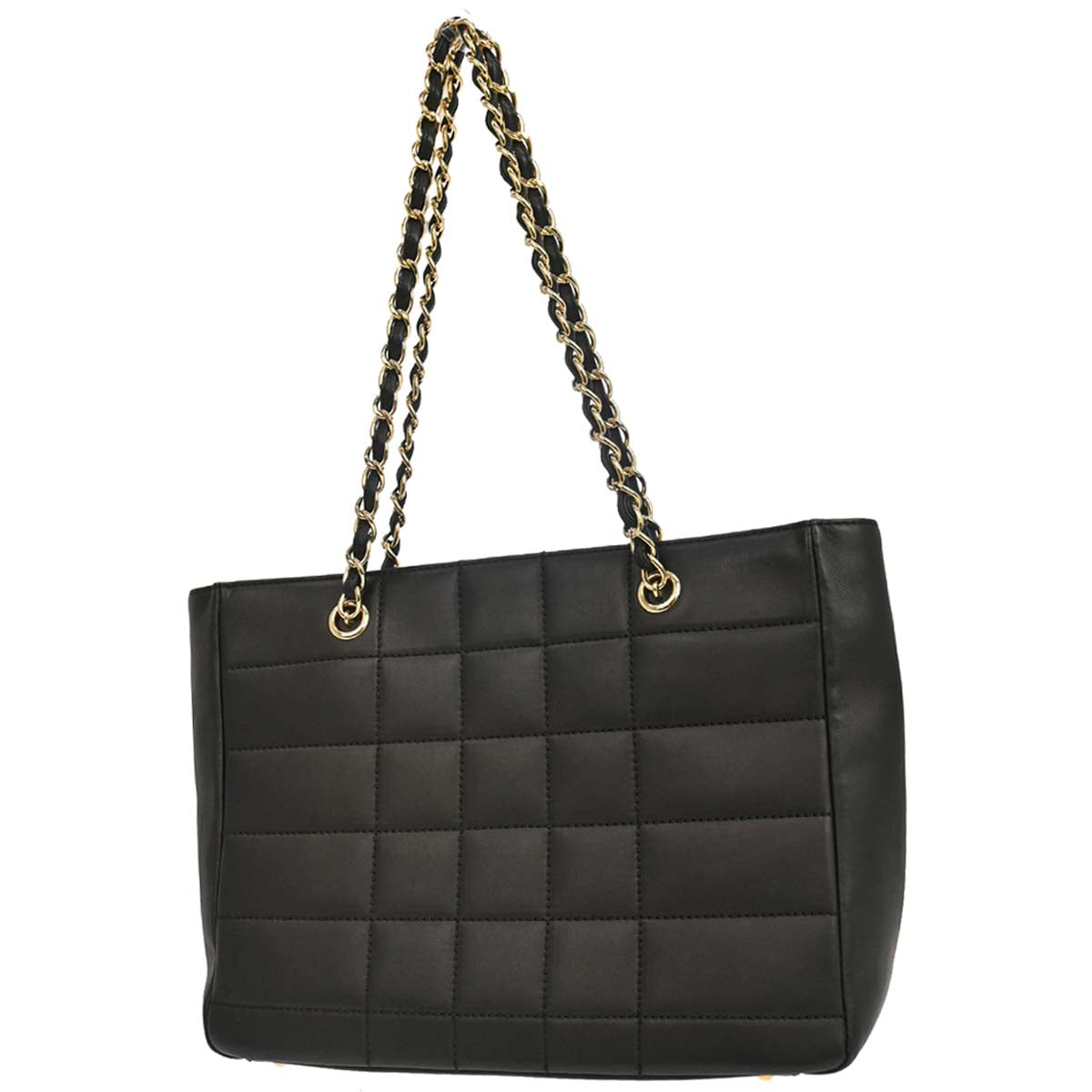 Chanel Black Lambskin Choco Bar Wild Stitch Tote Handbag