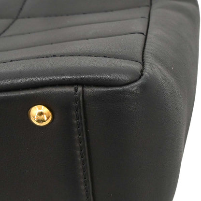 Chanel Black Lambskin Choco Bar Wild Stitch Tote Handbag