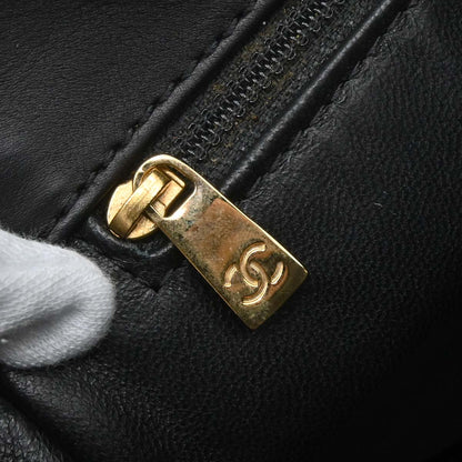 Chanel Black Lambskin Choco Bar Wild Stitch Tote Handbag