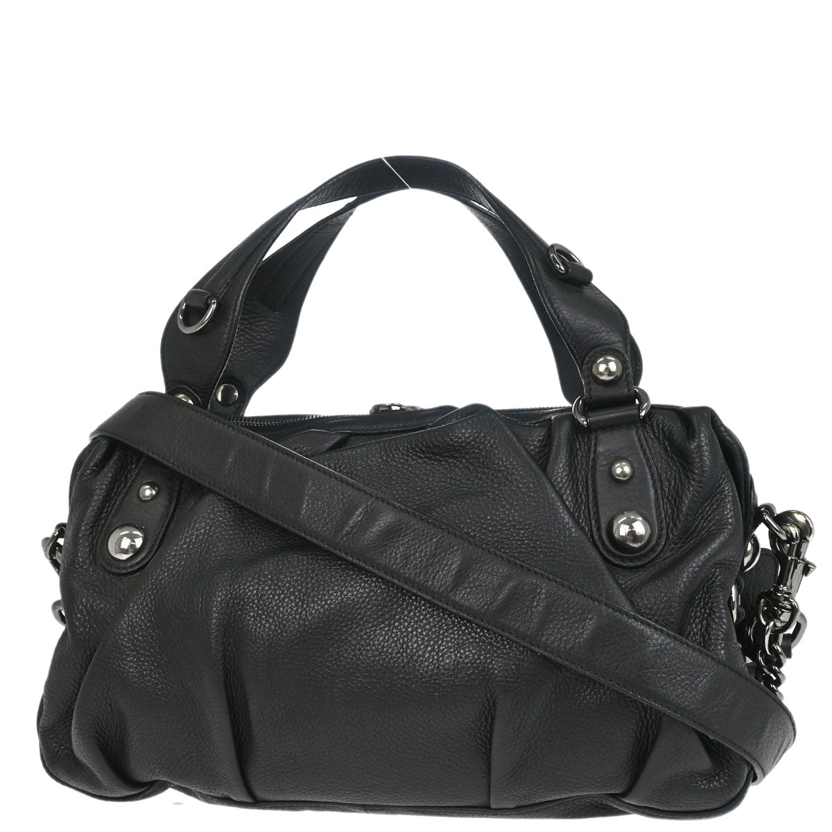 Gucci Black Leather Horsebit Icon Bit Chain 2way Shoulder Handbag