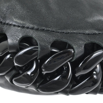 Chanel Black Calfskin Patent Leather Modern Chain Rhodoid Hobo Handbag
