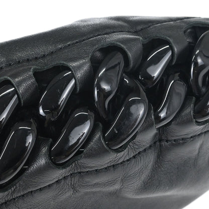 Chanel Black Calfskin Patent Leather Modern Chain Rhodoid Hobo Handbag