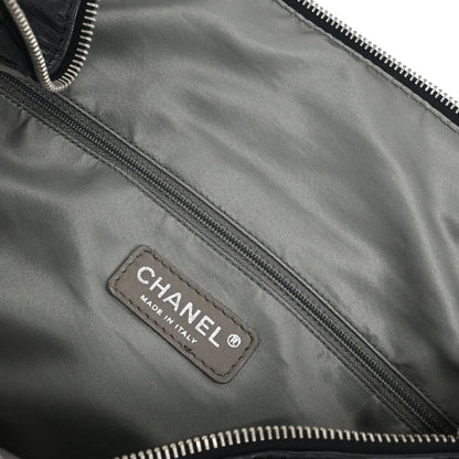 Chanel Black Calfskin Patent Leather Modern Chain Rhodoid Hobo Handbag