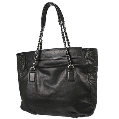Chanel Black Lambskin Mademoiselle Lock Tote Handbag