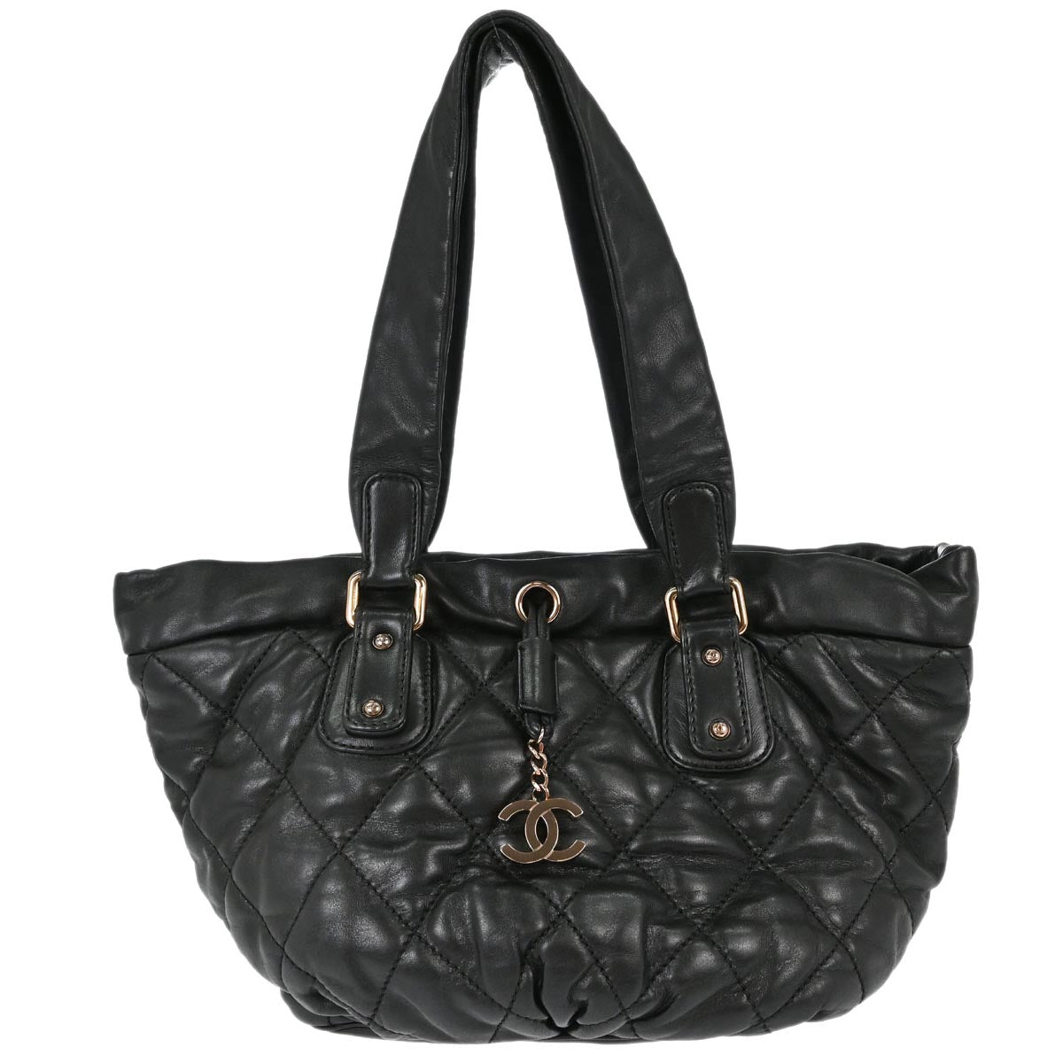 Chanel 2005-2006 Black Lambskin Cloudy Bundle Tote Handbag