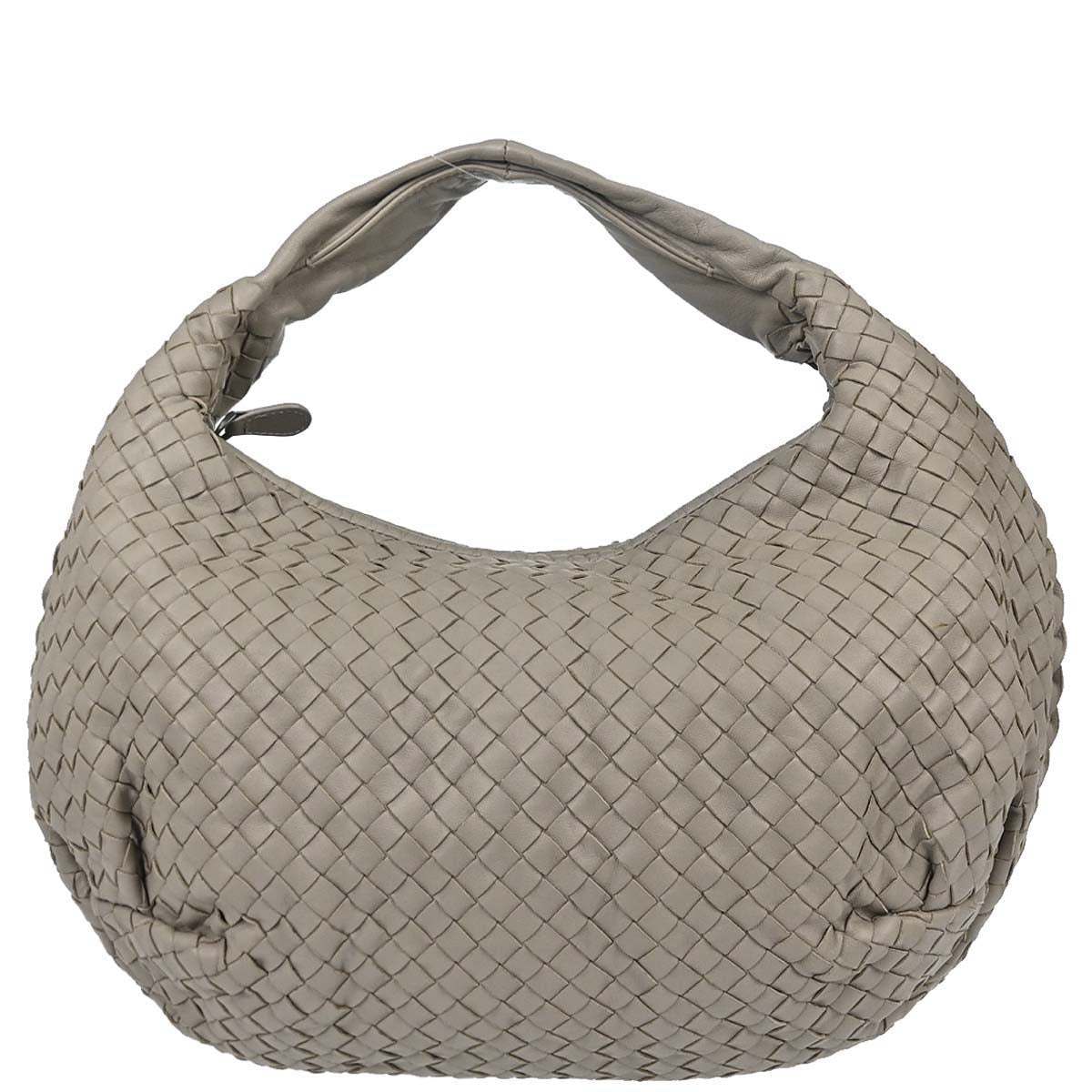 Bottega Veneta Gray Lambskin Intrecciato Hobo Handbag