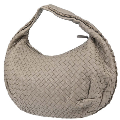 Bottega Veneta Gray Lambskin Intrecciato Hobo Handbag