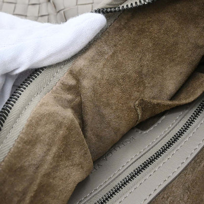 Bottega Veneta Gray Lambskin Intrecciato Hobo Handbag