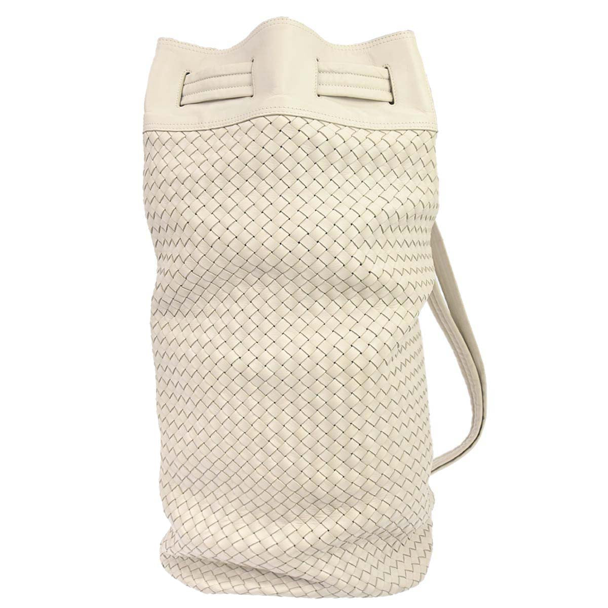 Bottega Veneta Ivory Lambskin Intrecciato Duffle Handbag