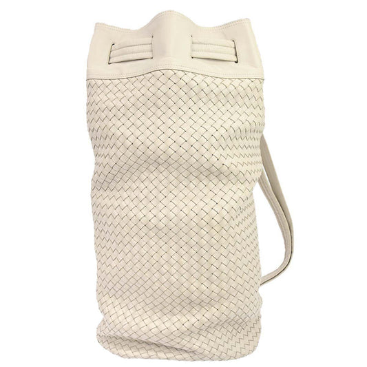 Bottega Veneta Ivory Lambskin Intrecciato Duffle Handbag