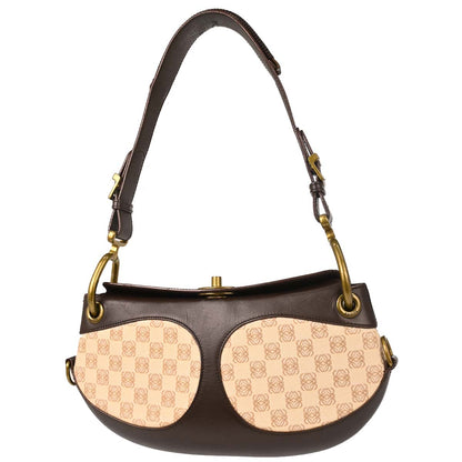 Loewe Beige Brown Canvas Anagram Turnlock Handbag