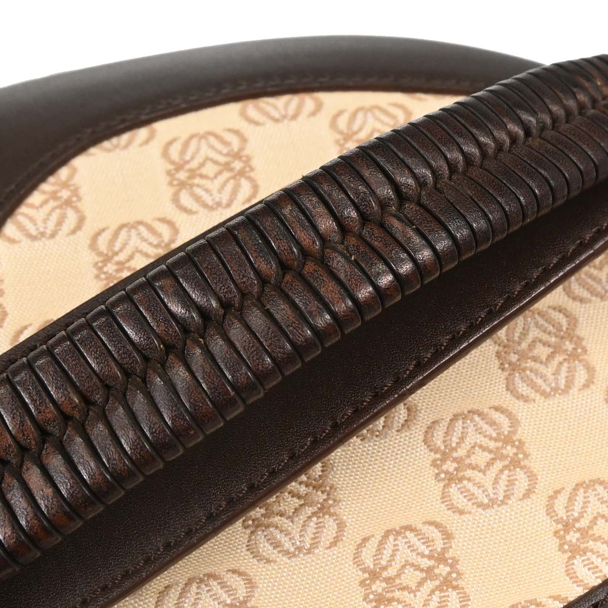 Loewe Beige Brown Canvas Anagram Turnlock Handbag