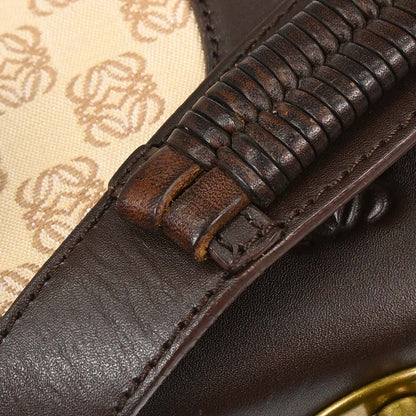 Loewe Beige Brown Canvas Anagram Turnlock Handbag
