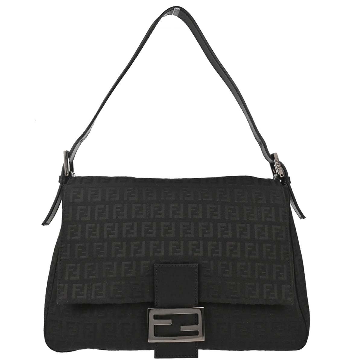 Fendi Black Canvas Zucchino Mamma Baguette Handbag