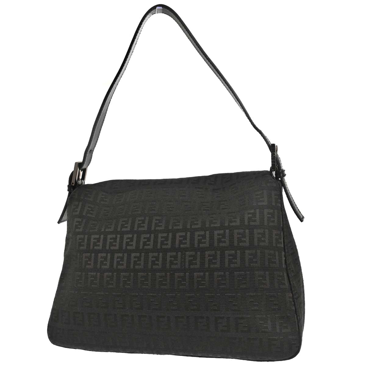 Fendi Black Canvas Zucchino Mamma Baguette Handbag