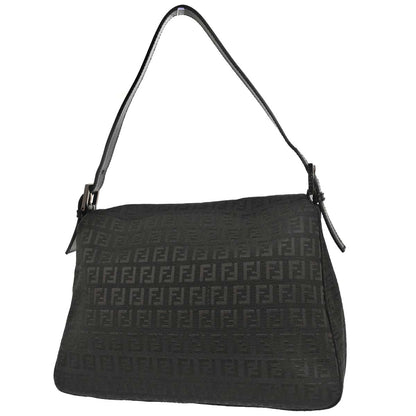 Fendi Black Canvas Zucchino Mamma Baguette Handbag