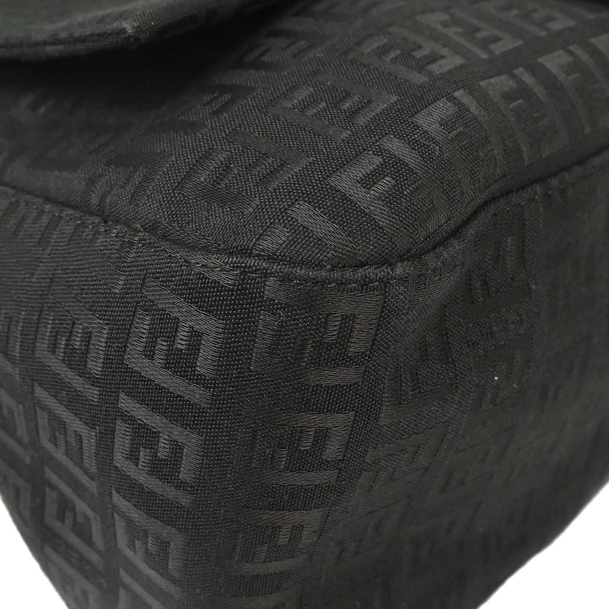 Fendi Black Canvas Zucchino Mamma Baguette Handbag