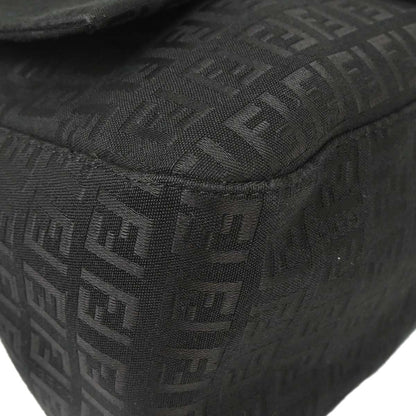 Fendi Black Canvas Zucchino Mamma Baguette Handbag