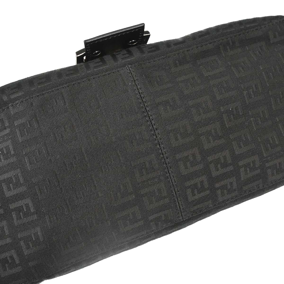 Fendi Black Canvas Zucchino Mamma Baguette Handbag