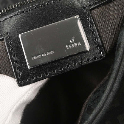 Fendi Black Canvas Zucchino Mamma Baguette Handbag