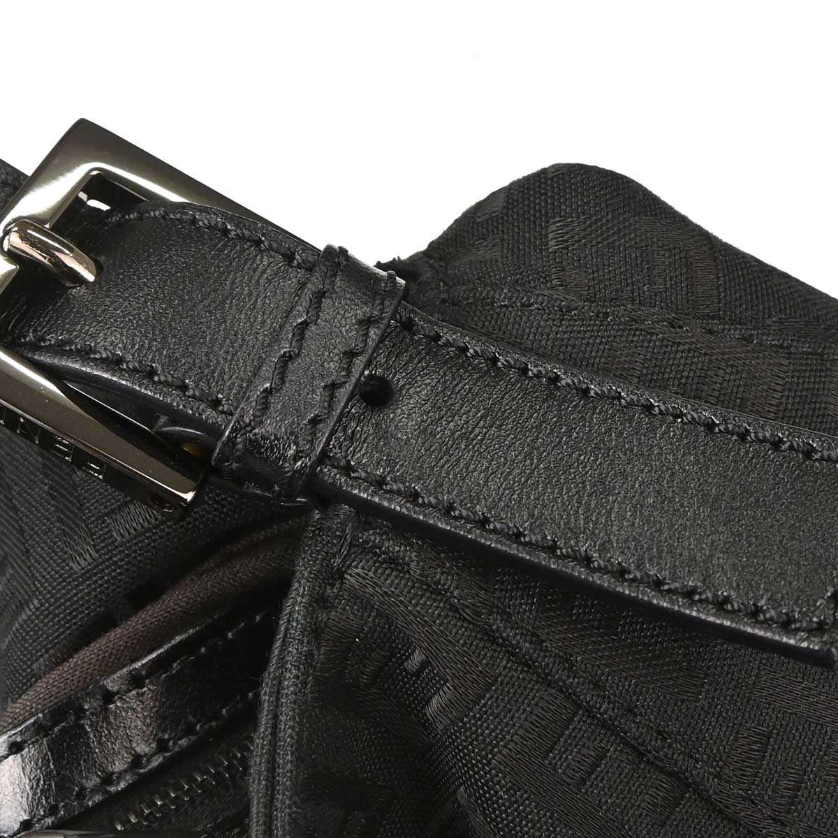 Fendi Black Canvas Zucchino Mamma Baguette Handbag
