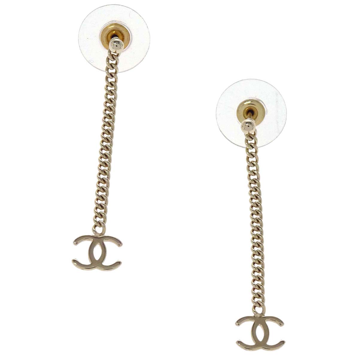 Chanel Dangle CC Pierced Earrings Gold