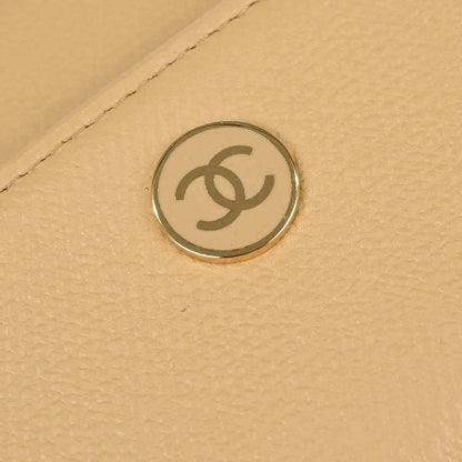Chanel Beige Leather Coin Purse Wallet
