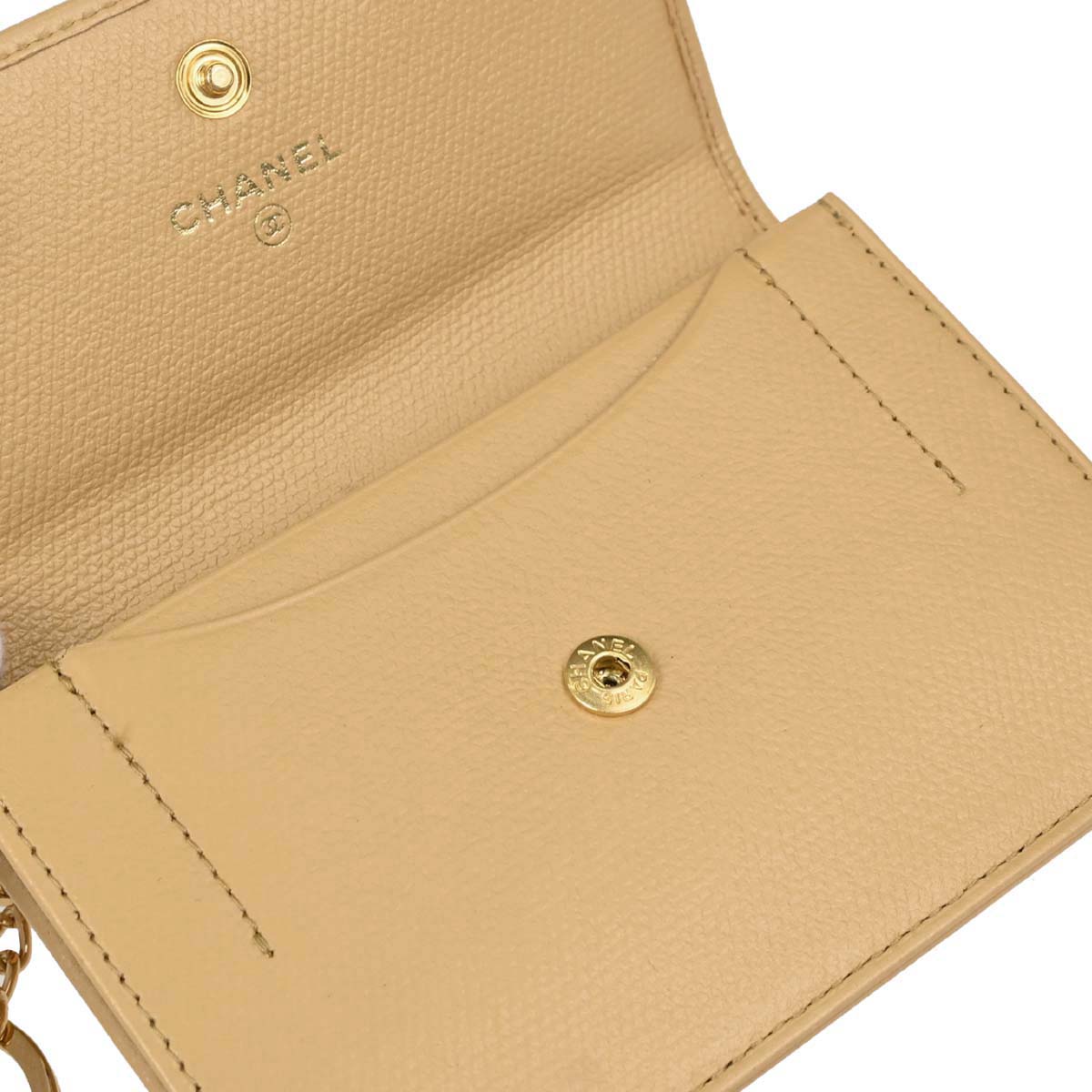 Chanel Beige Leather Coin Purse Wallet