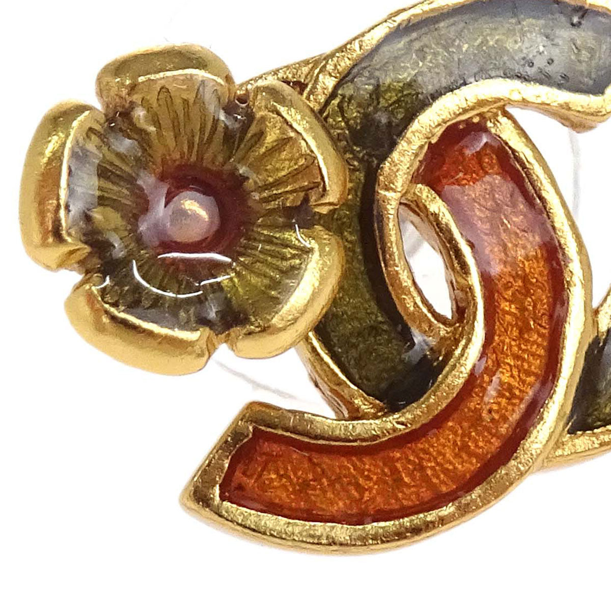 Chanel Pierced Earrings CC Flower Gold 03P