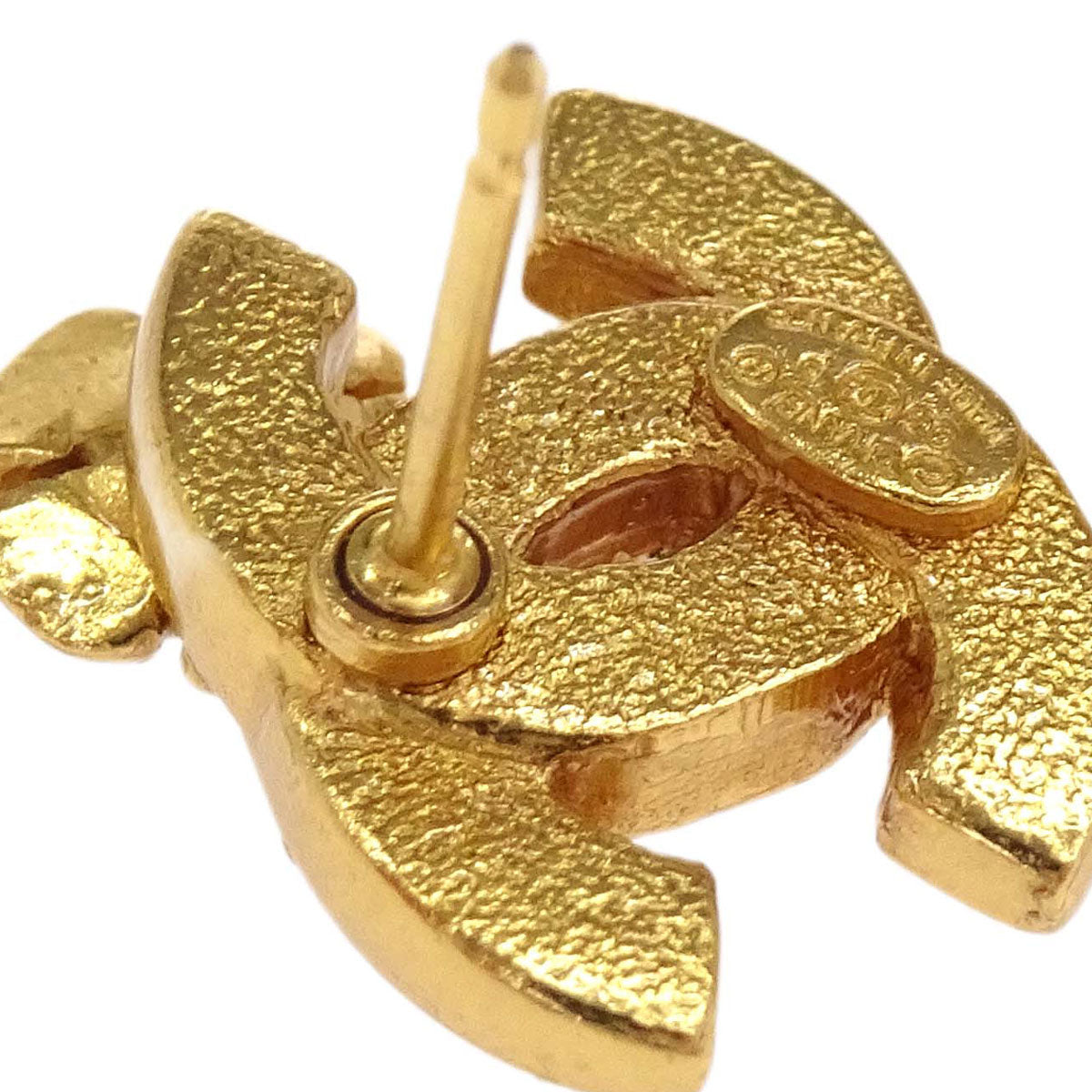 Chanel Pierced Earrings CC Flower Gold 03P