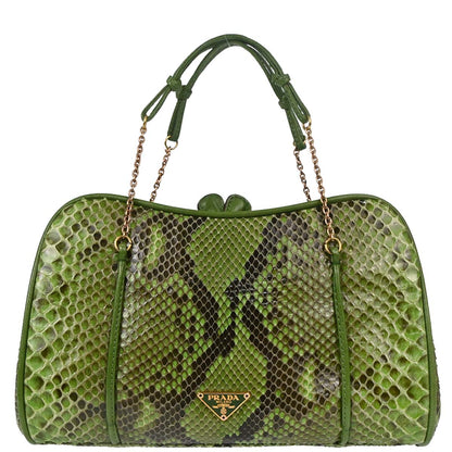 Prada * Green Python Handbag